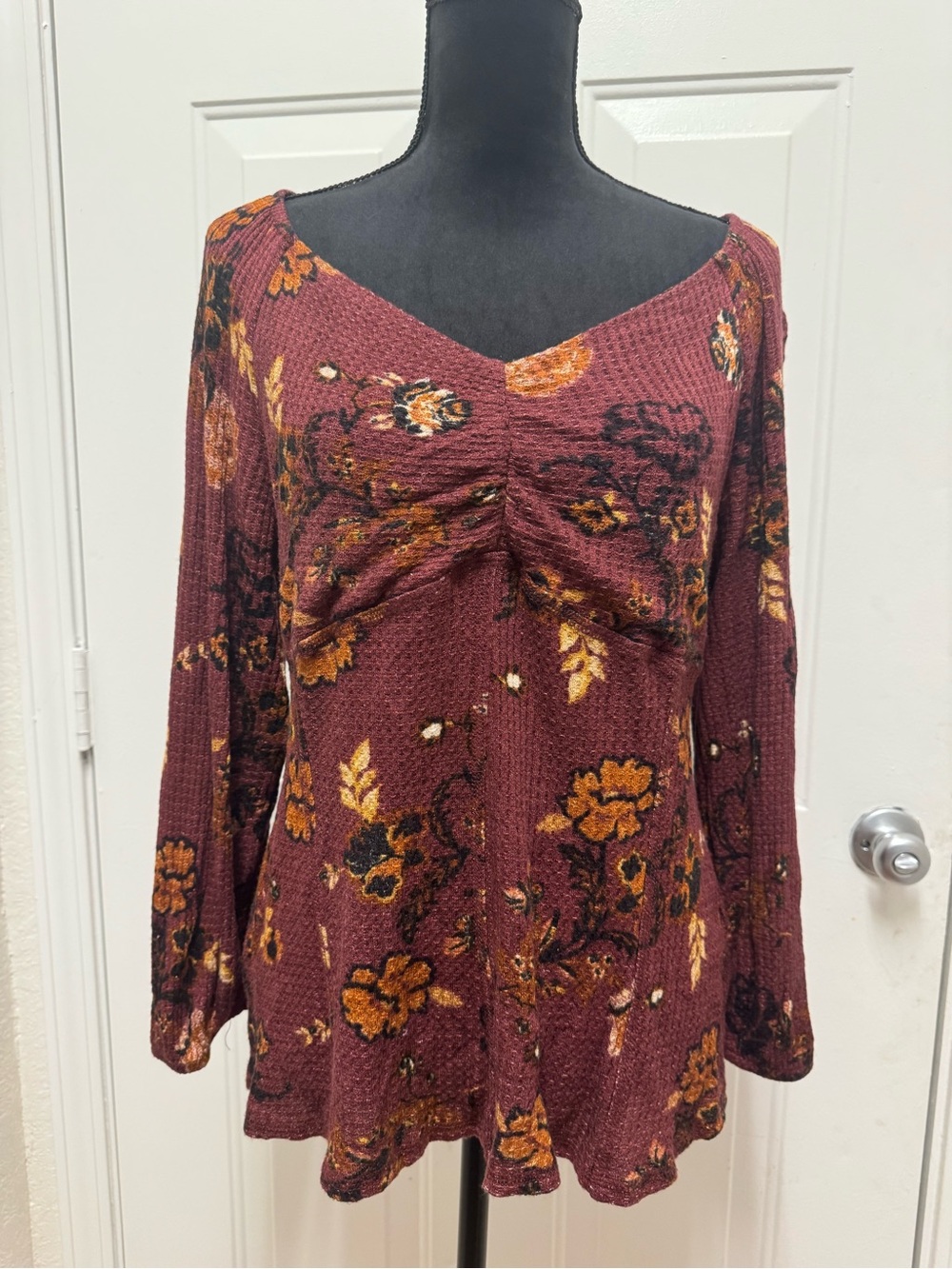Cato Dark Mauve Floral Knit Top